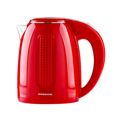 Ovente Electric Hot Water Kettle 1.7 Liter with LED Light, Red