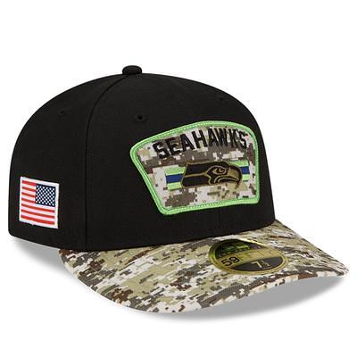 Men's New Era Black/Camo Seattle Seahawks 2022 Salute to Service 9FORTY Snapback Trucker Hat