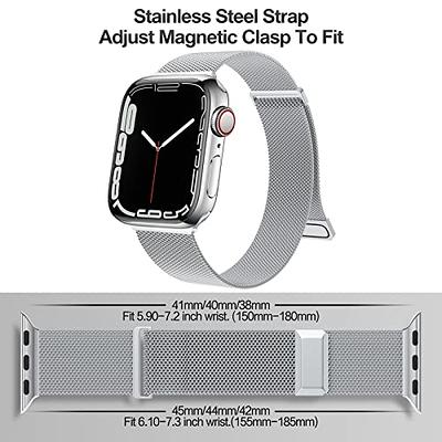  LELONG Slim Watch Band Compatible with Apple Watch 38mm 40mm  41mm 42mm 44mm 45mm, Stainless Steel Mesh Loop Magnetic Clasp Replacement  for iWatch Bands Series 8 7 SE 6 5 4