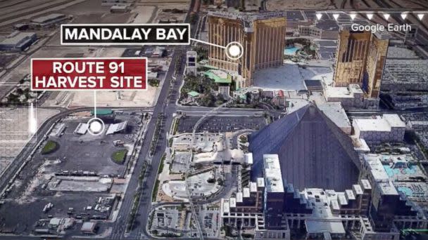 PHOTO:Las Vegas strip shooting after a gunman opens fire near Mandalay Bay casino, Oct 1, 2017. (ABC News)