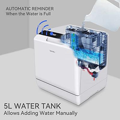 Portable Dishwasher Countertop with 5L Built-in Water Tank, No Hookup