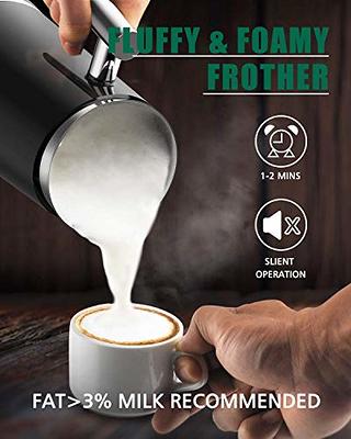 Huogary Milk Frother Electric, Stainless Steel Milk Steamer and