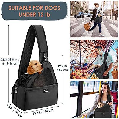 SlowTon Dog Carrier Sling - Hard Bottom Support Dog Carriers for Small Dogs  with Adjustable Padded Shoudler Strap, Dog Purse for Puppy Cat Pet with