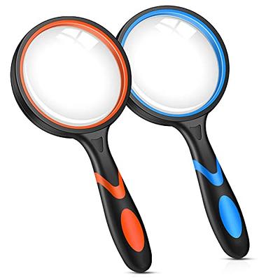 3 Pack 10x Magnifier Magnifying Glass For Kids Reading, Non-slip Handheld Magnified  Glass, 75mm Large Magnifying Glasses For Close Work, Science