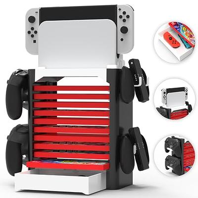 Game Organizer Holder, Storage Tower For PS5 PS4 xBox One Series X S  Nintendo Switch PC Games, 10 Disks, 4 Controllers, 2 Gaming Headset  Accessories