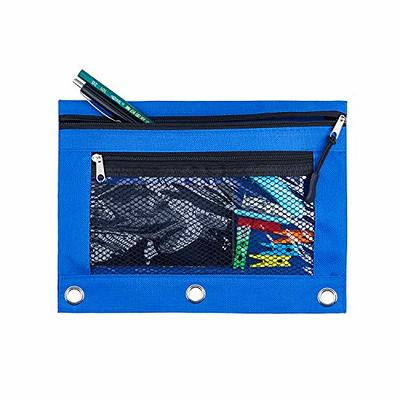 6 Pieces Ring Binder Pouch Pencil Bag With Holes 3-Ring Zipper