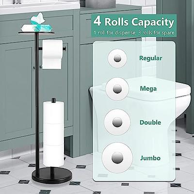 Toilet Paper Holder Stand with Reserve and Dispenser for 4 Mega
