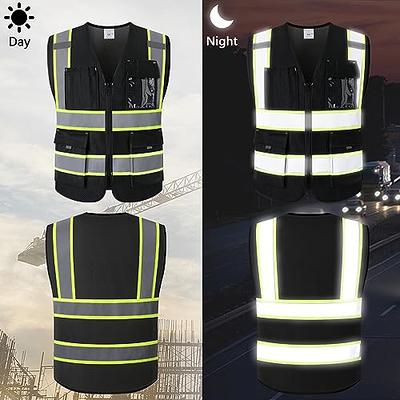 Reflective Vest Safety Vest for Men Women High Visibility Vest with Pockets  and Zipper Work Vest for Construction Running Cycling Runner Survey,Meets