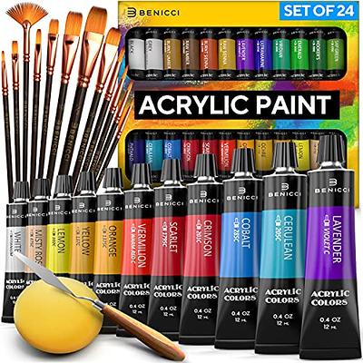 Acrylic Paint Set Shuttle Art 30 Colors Acrylic Paint in Tubes (36ml) with 3 Brushes Artist Grade Paint Rich Pigments Non-Toxic for Artists