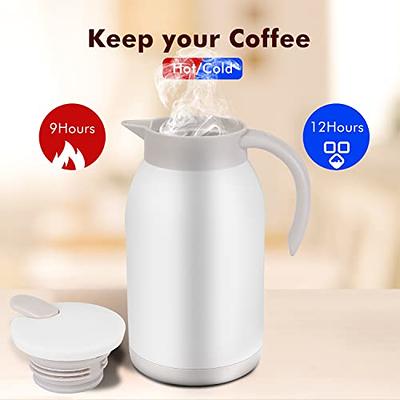 Stainless Steel Thermal Coffee Carafe Dispenser, Unbreakable Double Wall  Vacuum Thermos Flask Large Capacity 40oz 1.2L Water Tea Pot Beverage