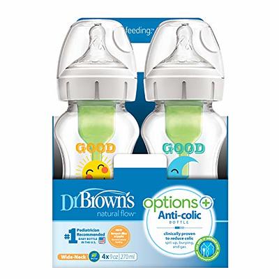 Dr. Brown's Natural Flow Anti-Colic Baby Bottle with Level 1 Slow Flow  Nipples, 4oz, 4 Pack 4 Pack, 4 oz 