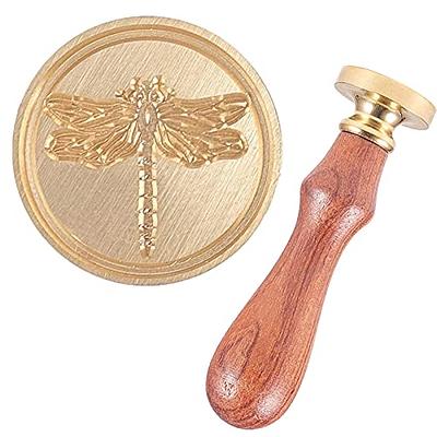 CRASPIRE Initial Alphabet R Wax Seal Stamp Vintage Botanical Leaves Letter  Sealing Wax Stamps 30mm Removable Brass Stamp Head with Wood Handle for