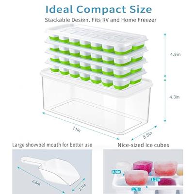 Food-grade Silicone Ice Cube Tray with Lid and Storage Bin for Freezer,  Easy-Release 36 Small Nugget Ice Tray with Spill-Resistant Cover&Bucket