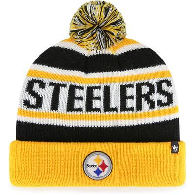 Pittsburgh Steelers New Era 2023 Black Sideline Cuffed Knit Hat with Pom