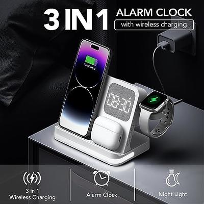 Digital Alarm Clock with Wireless Charging 2 in 1 Wireless Charger, Fast  Wireless Charging Dock Station Compatible for Apple 11/11 Pro Max/XR/XS  Max/Xs/Samsung (White): : Electronics & Photo