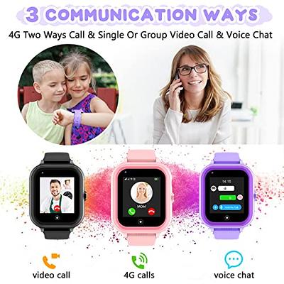 4G Kids Smart Watch w GPS Tracker, Phone Watch w Video Chat 3 Way-call  Wi-Fi SOS Touch Screen Child Tracker Phone Watches Christmas Birthday Gift  For