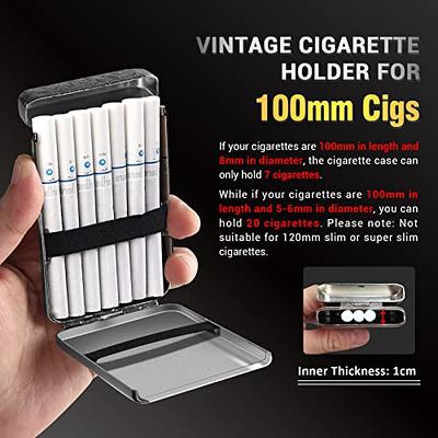 YUSUD Cigarette Case for 100's, Metal Cigarette Holder for Weed