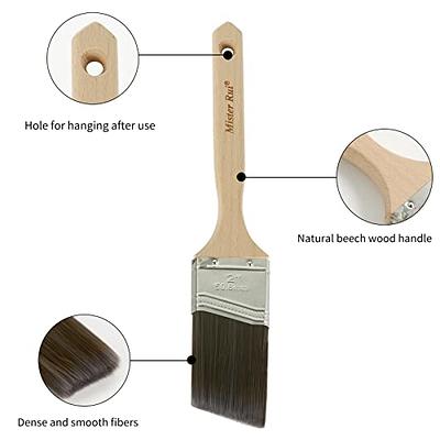 Rollingdog Angled Paint Brush Set with Ergonomic Wood Handle for