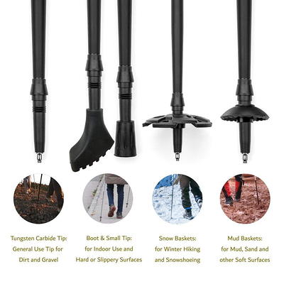 Pike Trail Trekking Poles - Lightweight Carbon Fiber Collapsible Sticks for  Walking and Hiking - for Men and Women - Adjustable Height and Retractable