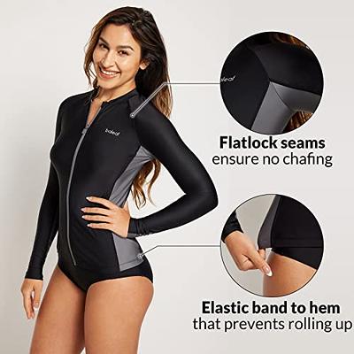 BALEAF Women's Long Sleeve Rash Guard Zip Front Swim Shirts Sun Protection  Swimsuits Jacket Black/Grey L - Yahoo Shopping