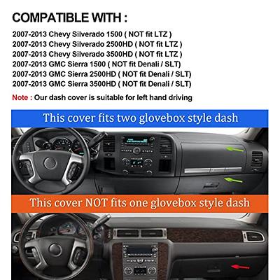 HanLanKa Dashboard Cover for GMC Sierra and Chevrolet Silverado- Fits 2007-2013 Models with Two Glove Boxes. Custom Fit Dash Mat, Won't Break Dash