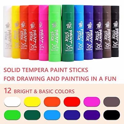 TBC The Best Crafts Paint Sticks,12 Classic Colors, Washable Paint