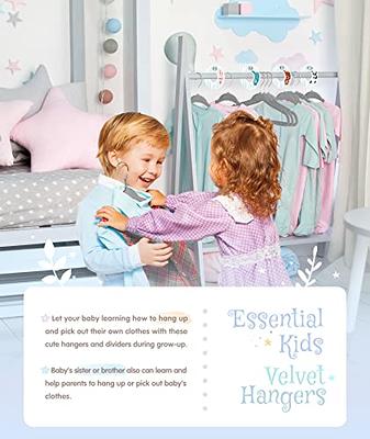 Kids Velvet Hangers, VIS'V 11 Inch Gray Non-Slip Baby Clothes