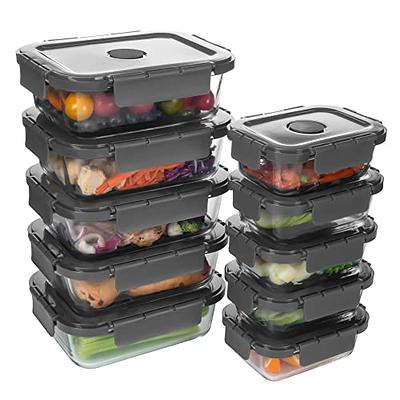 KOMUEE 5 Packs 36 Oz Glass Meal Prep Containers 2 Compartments, Airtight  Glass Lunch Bento Box with Lids, Glass Food Storage Containers, BPA Free