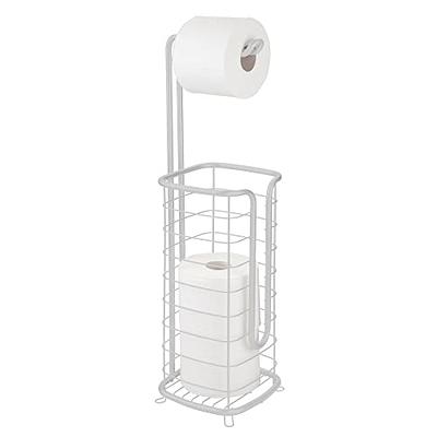 Decorative Metal Toilet Paper Holder Stand and Dispenser for Bathroom and Powder Room - Holds Mega Rolls - Black