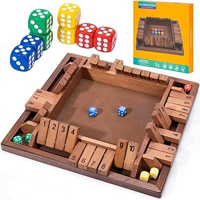 Juegoal Wooden 4 Players Shut The Box Dice Game, Classics Tabletop Version  and Pub Board Game, 12 inch