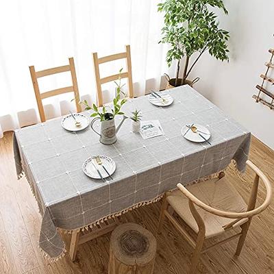 Laolitou Cotton Linen Waterproof Tablecloth for Dining Table Farmhouse  Kitchen Rectangle Table Cloth Coffee Wrinkle Free Table Cover, Beige,  Coffee