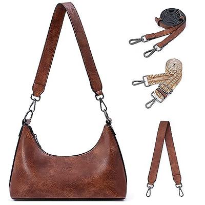 Vegan PU Leather Crossbody Bags for Women Trendy with 2 Adjustable Straps,Hobo Guitar Strap Cross Body Bag Purses for Women