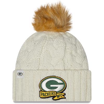 Men's New Era White Green Bay Packers Retro Cuffed Knit Hat with