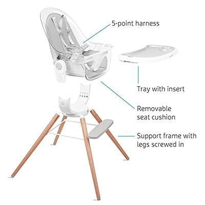 hauck AlphaPlus Grow Along White Wooden High Chair Seat with Removable Tray  Table and Grey Deluxe Seat Cushion Pad for Babies 6 Months and Up