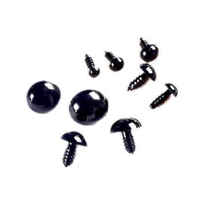 100pcs Safety Eyes,6-12mm Black Plastic Safety Eyes with Washers for Doll, Puppet, Teddy Bear, Plush Animal Toy