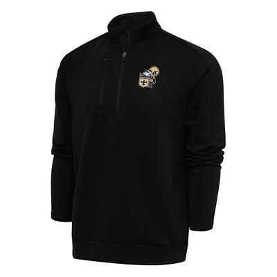 Men's Antigua Black New Orleans Saints Team Logo Throwback Big & Tall Tribute Polo