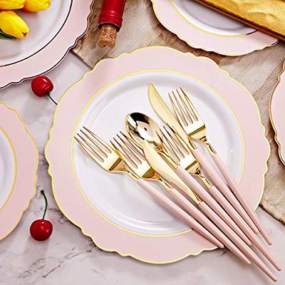  WDF 25 Guest Pink Plates with Disposable Plastic