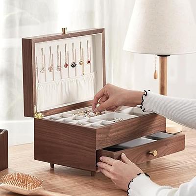 ProCase Travel Size Jewelry Box, Small Portable Seashell-Shaped Jewelry Case, 2 Layer Mini Jewelry Organizer in PU Leather, Earring Necklace