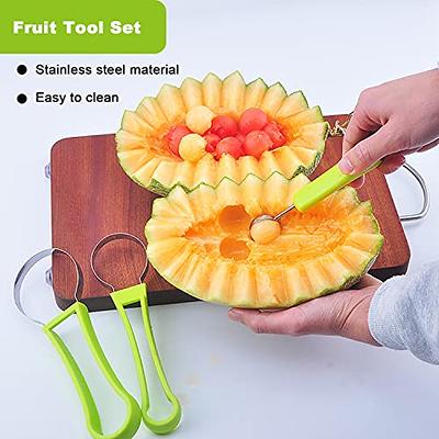 Melon Baller Scoop Set, 4 in 1 Stainless Steel Fruit Scooper Fruit Carving  Tools Set Watermelon Slicer for Ice Cream Vegetable Cantaloupe Melon 