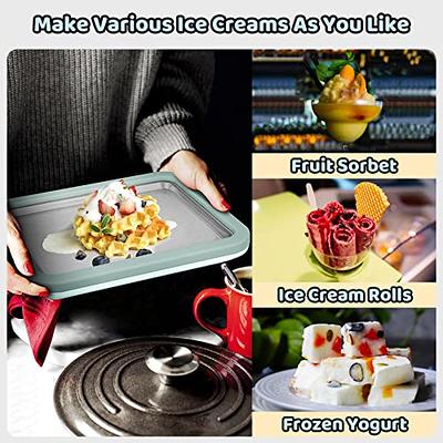 Ice Cream Plate For Making Ice Cream, Rolled Ice Cream Maker With 2  Spatulas For Gelato, Sorbet, Frozen Yogurt