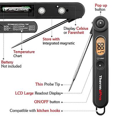 ThermoPro Digital Instant Read Meat Thermometer for Grilling Waterproof  Kitchen Food LCD Thermometer with Calibration & Backlight Smoker Oil Fry  Candy