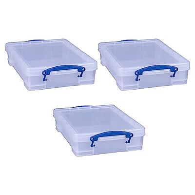 mDesign Plastic Kitchen Storage Box - Bamboo Lid, Handles, 4 Pack,  Clear/Natural