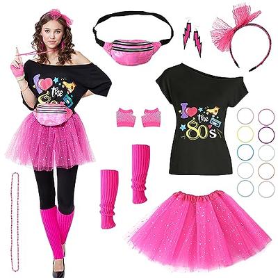 80s Outfits Costume Accessories for Women- 80s T-shirt, 80s Fanny Pack,  Tutu Skirt for Halloween Cosplay Retro Theme Party - Yahoo Shopping