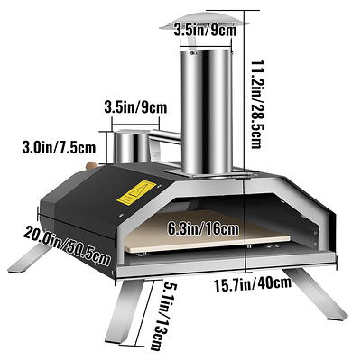 VEVORbrand 12 Wood Fired Pizza Oven, Outdoor Stainless Steel Pizza Oven  with Accessories 