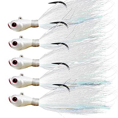 kmucutie 5 pcs Glow bucktail Jigs Saltwater or Freshwater Bait