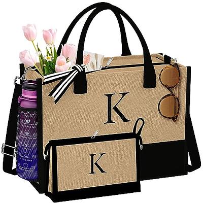 Personalised Floral Gold Any Letter Initial Tote Bag Gift. 