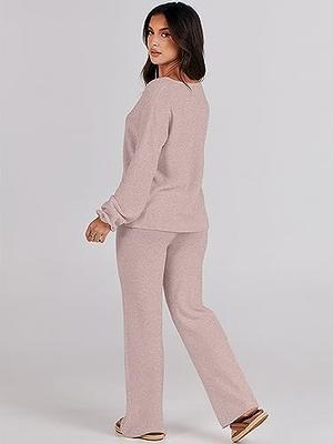 ANRABESS 2 Piece Outfits for Women Sweat Suit Knit Sweater Set