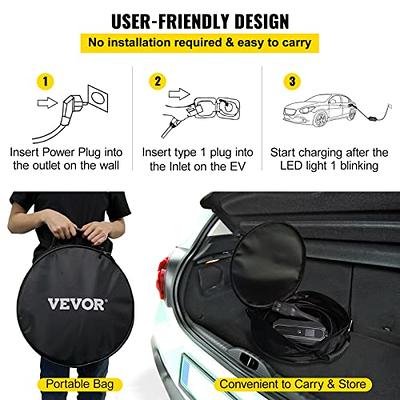 VEVOR Level 2 EV Charger, 32 Amp 110-240V, Portable Electric