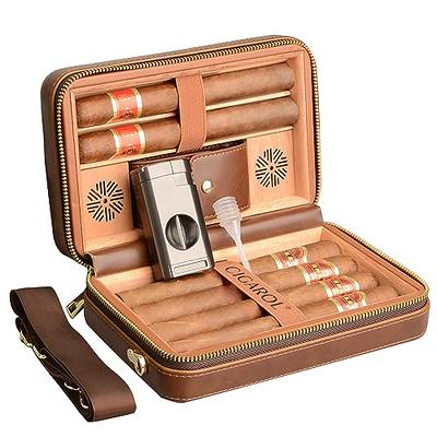 TISFA Cigar Travel Humidor Case with Cigar Cutter and Cigar Stand