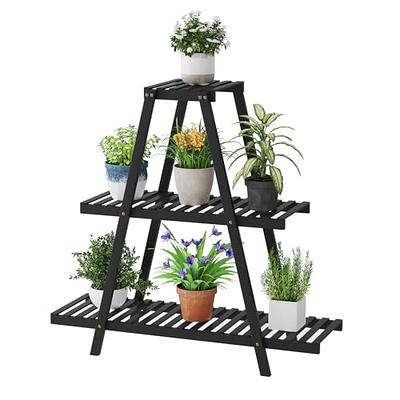 59.1 Tall Metal Plant Stand Indoor Modern 7 Tier Ladder Planter in Gold &  White